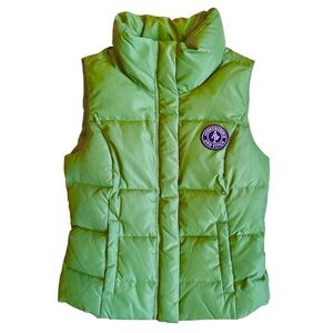 Abercrombie & Fitch Down Feather Puffer Vest Womens Sz Medium Green 90s Y2K Logo